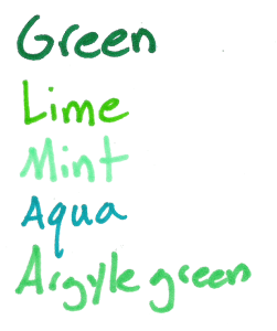 sharpie colors greens